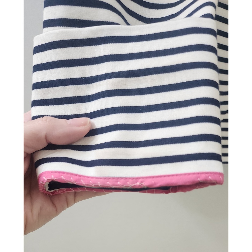 Kate Spade New York Striped Navy White Pink Trim Snap Front Jacket Womens Small - Picture 11 of 14